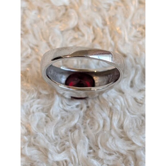 Vintage Red Garnet Signet Ring Sterling Silver Unique Gemstone Natural Stone 7 - Picture 4 of 8